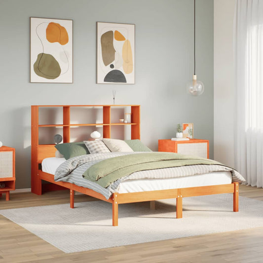 Letto Libreria senza Materasso Marrone Cera 140x200 cm in Pino - homemem39