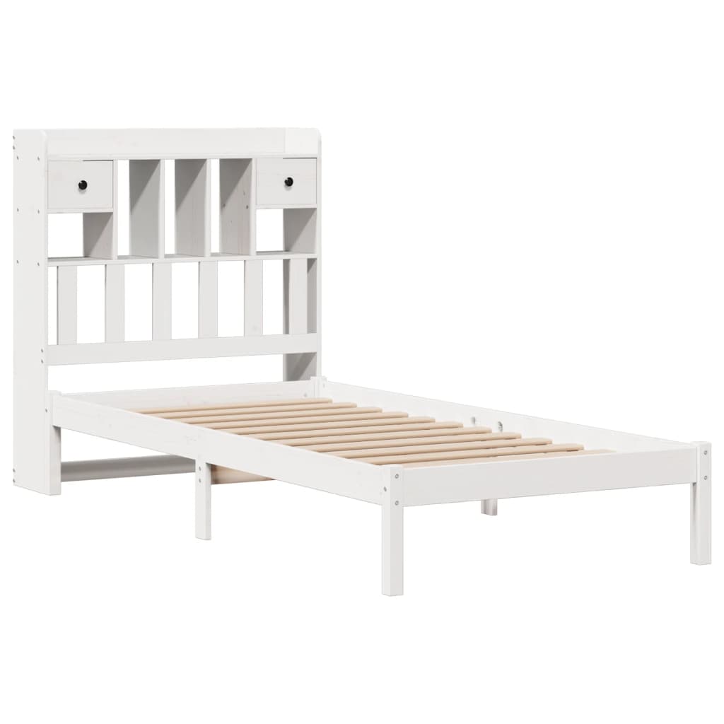 Letto Libreria senza Materasso Bianco 90x190 cm Massello Pino