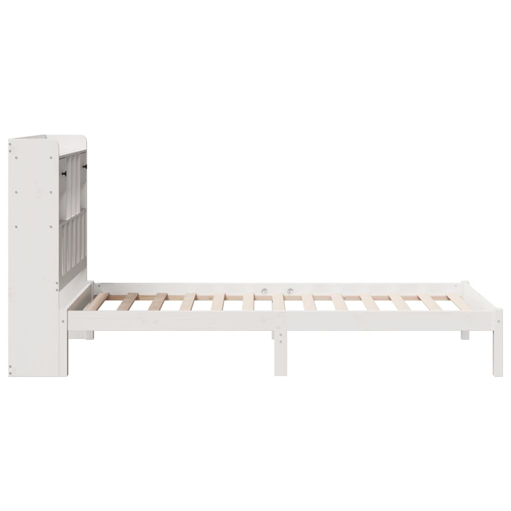 Letto Libreria senza Materasso Bianco 90x190 cm Massello Pino