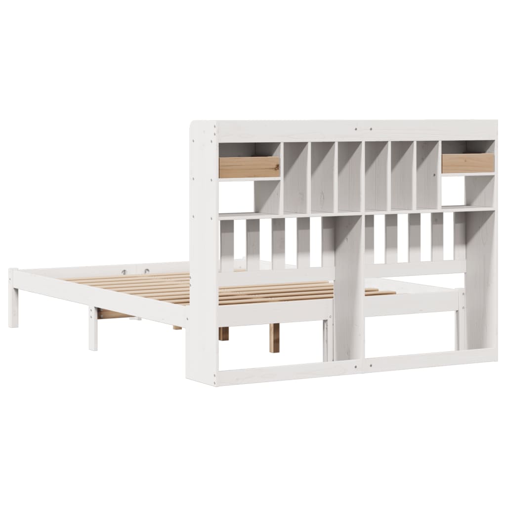 Letto Libreria senza Materasso Bianco 140x190 cm Legno di Pino - homemem39