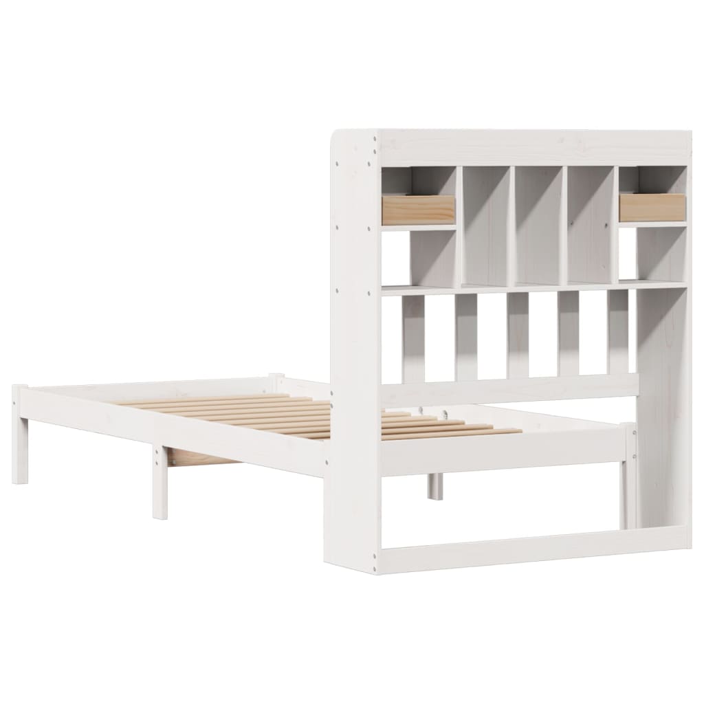 Letto Libreria senza Materasso Bianca 90x200 cm Legno di Pino - homemem39