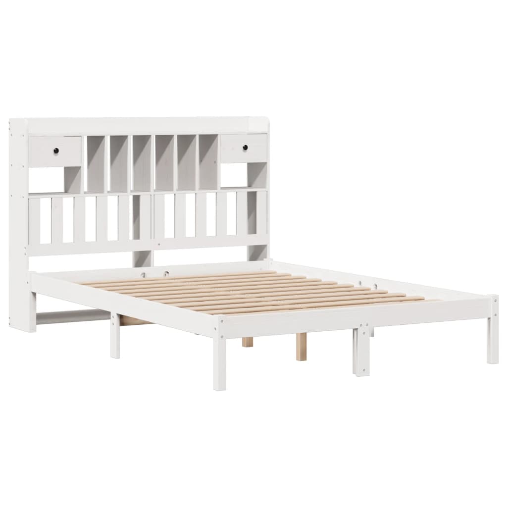 Letto Libreria senza Materasso Bianco 150x200 cm Legno di Pino