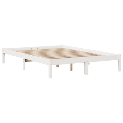 Letto Libreria senza Materasso Bianco 150x200 cm Legno di Pino