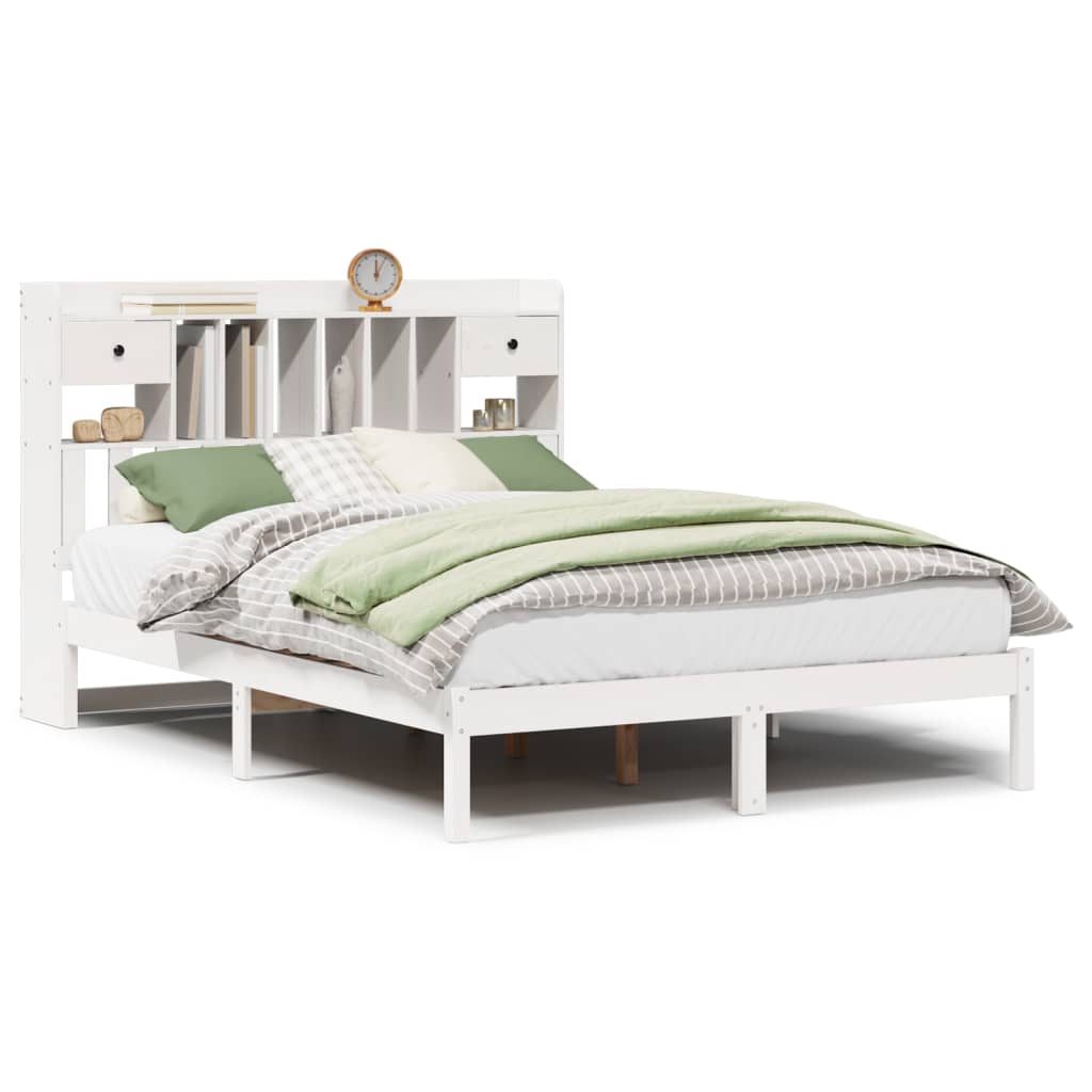 Letto Libreria senza Materasso Bianco 160x200 cm Legno di Pino | homemem39