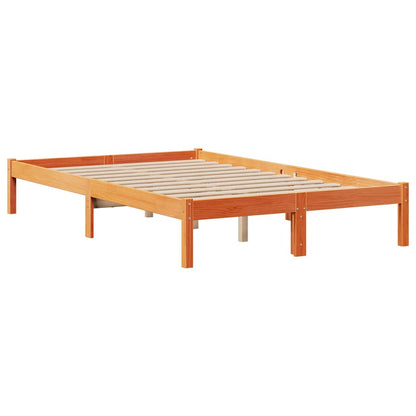 Letto Libreria senza Materasso Marrone Cera 135x190 cm in Pino