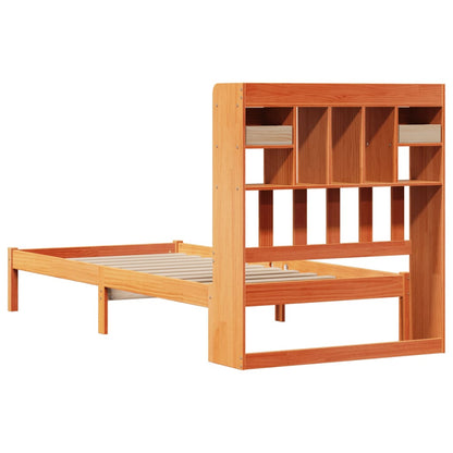Letto Libreria senza Materasso Marrone Cera 100x200 cm in Pino - homemem39