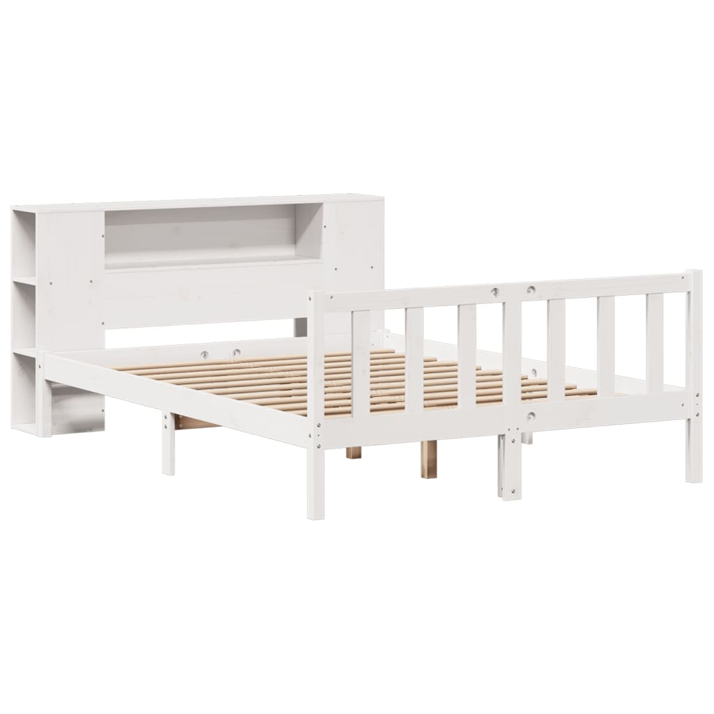 Letto Libreria senza Materasso Bianco 140x190 cm Legno di Pino - homemem39