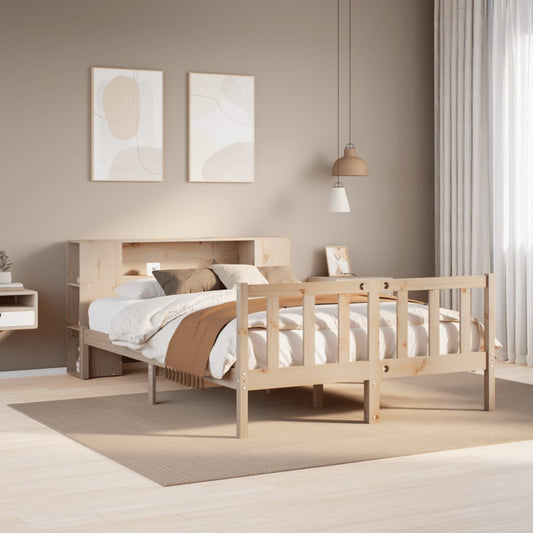 Letto Libreria senza Materasso 150x200 cm in Legno di Pino - homemem39