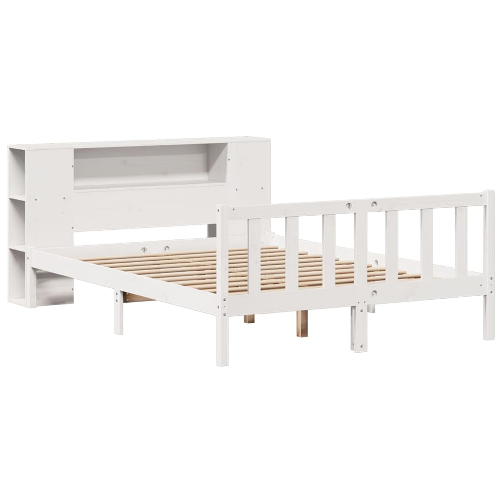 Letto Libreria senza Materasso Bianco 150x200 cm Legno di Pino - homemem39