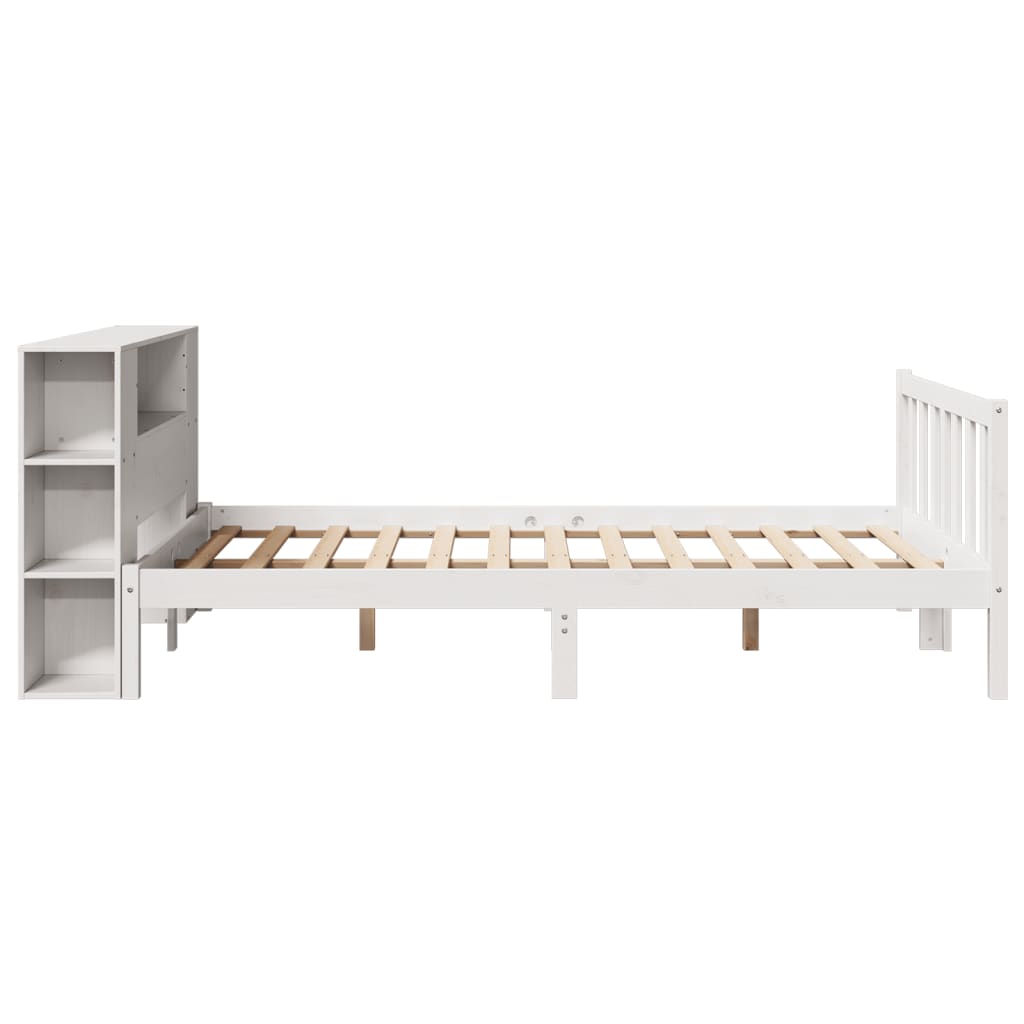 Letto Libreria senza Materasso Bianco 150x200 cm Legno di Pino - homemem39