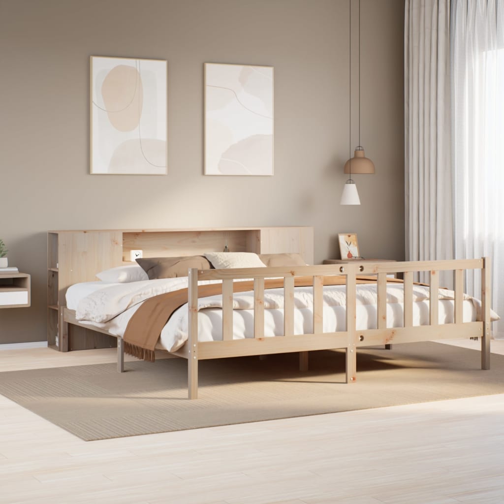 Letto Libreria senza Materasso 180x200 cm in Legno di Pino - homemem39