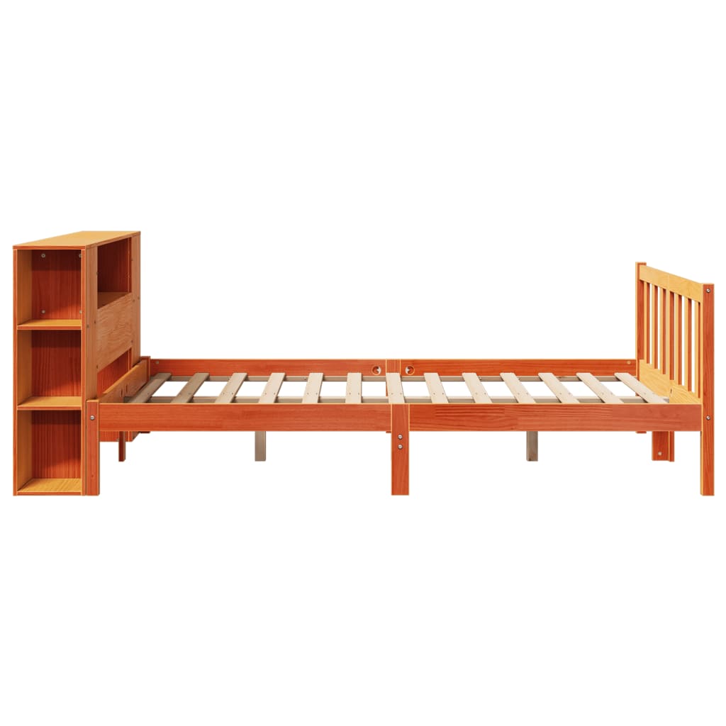 Letto Libreria senza Materasso Marrone Cera 135x190 cm in Pino - homemem39