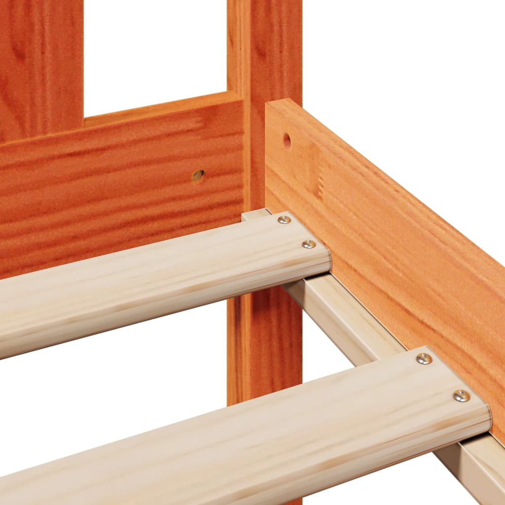 Letto Libreria senza Materasso Marrone Cera 140x200 cm in Pino - homemem39