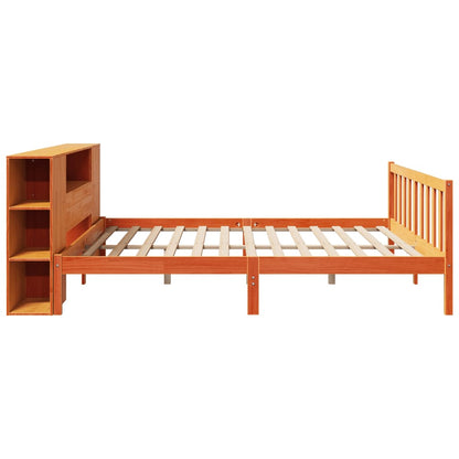 Letto Libreria senza Materasso Marrone Cera 200x200 cm in Pino - homemem39