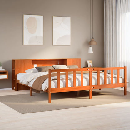 Letto Libreria senza Materasso Marrone Cera 200x200 cm in Pino - homemem39