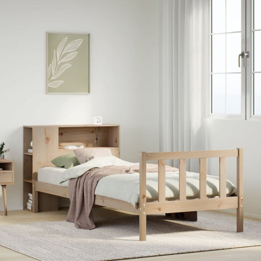 Letto Libreria senza Materasso 90x190 cm Legno Massello Pino