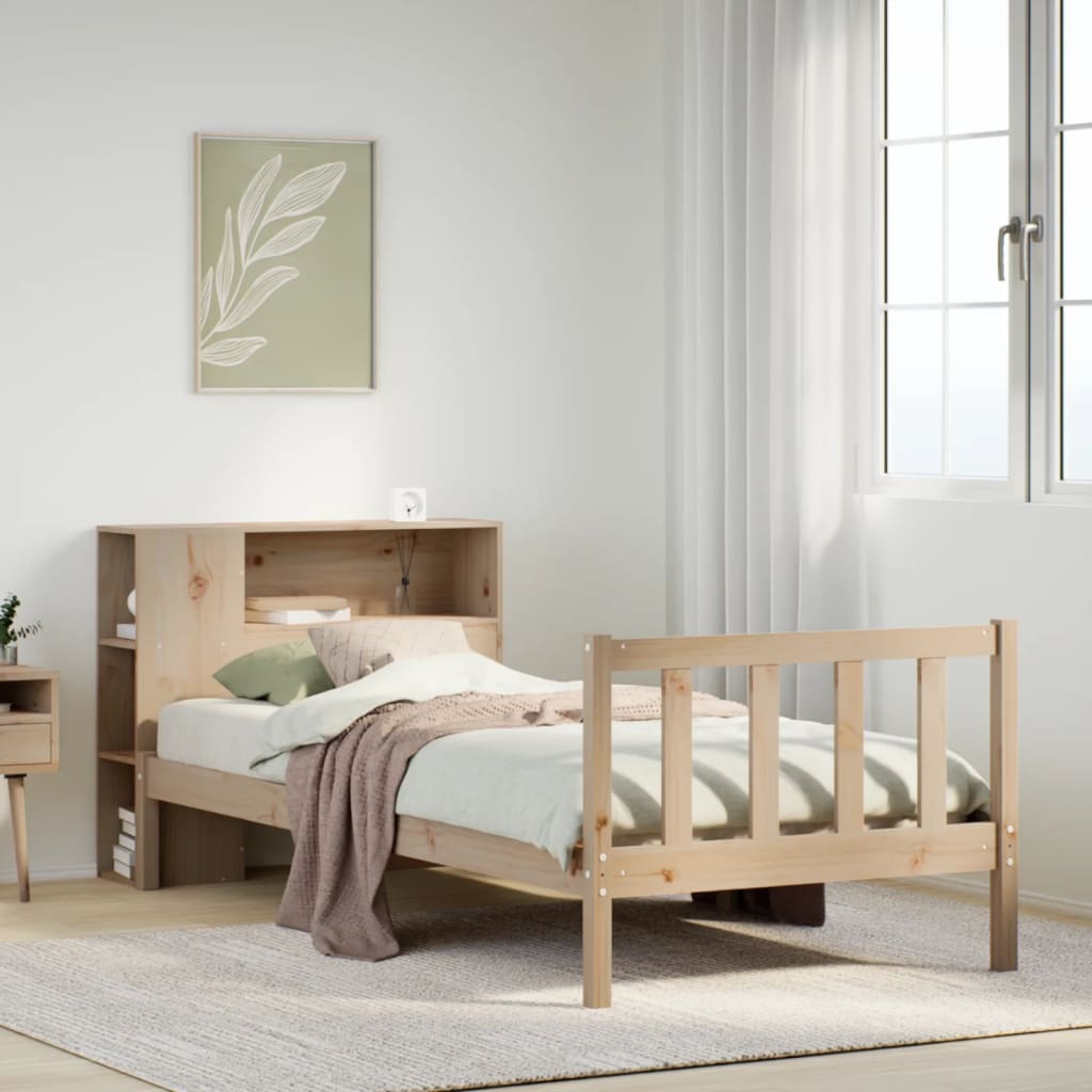 Letto Libreria senza Materasso 90x200 cm Legno Massello Pino - homemem39