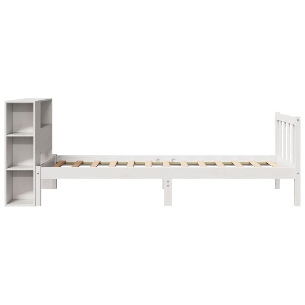 Letto Libreria senza Materasso Bianca 90x200 cm Legno di Pino