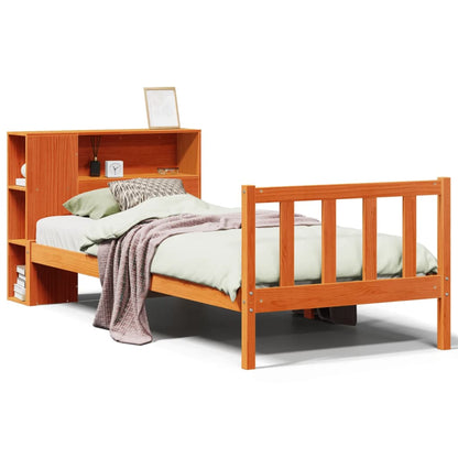 Letto Libreria senza Materasso Marrone Cera 75x190 cm in Pino - homemem39