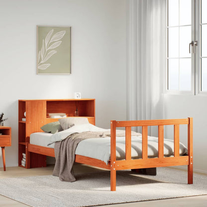 Letto Libreria senza Materasso Marrone Cera 75x190 cm in Pino - homemem39