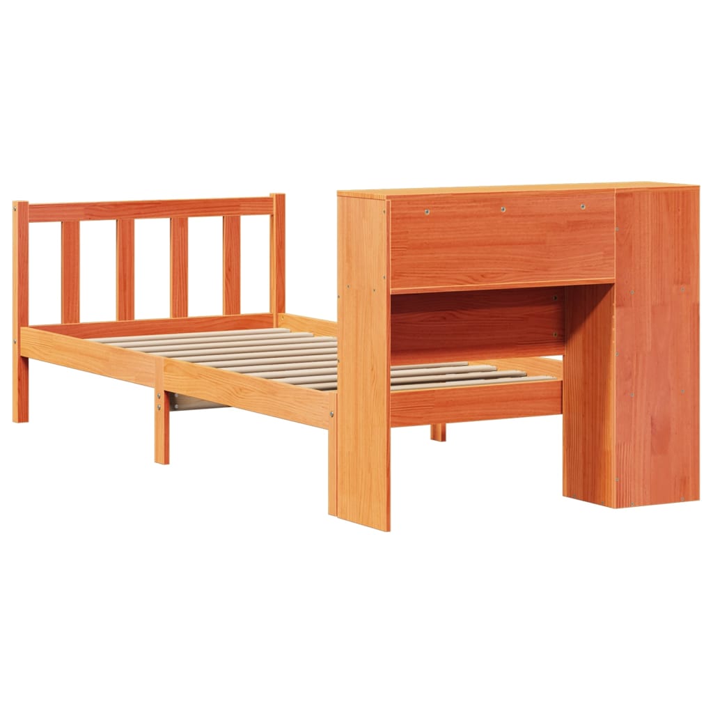 Letto Libreria senza Materasso Marrone Cera 100x200 cm in Pino - homemem39