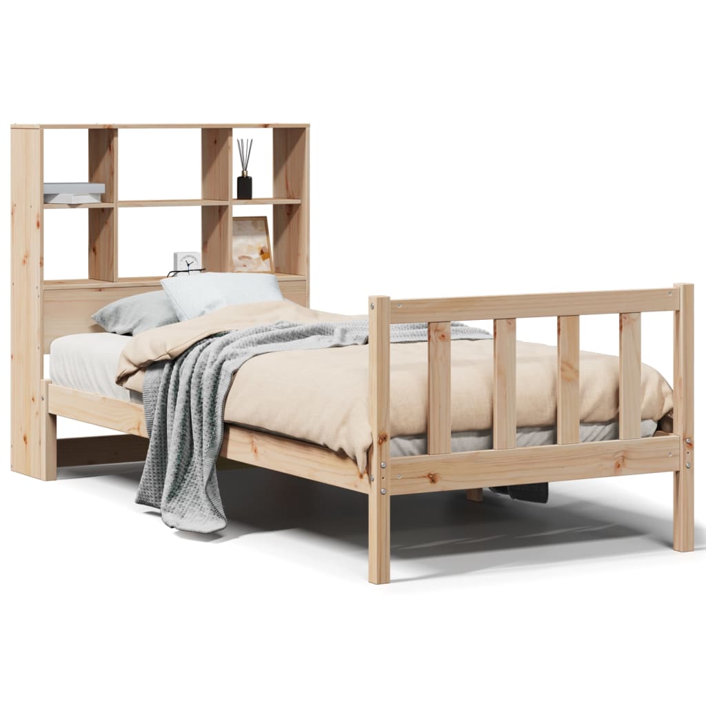 Letto Libreria senza Materasso 90x190 cm Legno Massello Pino