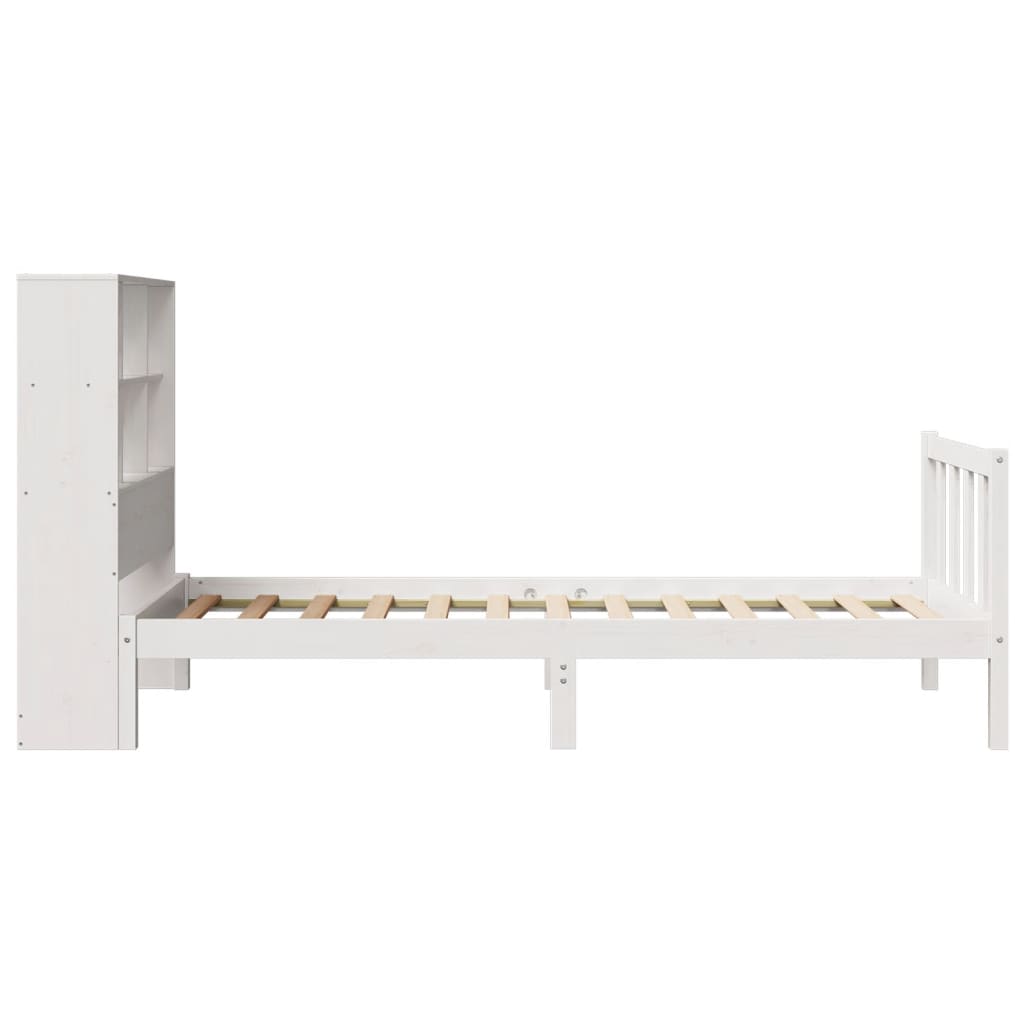 Letto Libreria senza Materasso Bianco 90x190 cm Massello Pino