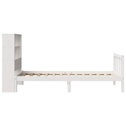 Letto Libreria senza Materasso Bianco 90x190 cm Massello Pino