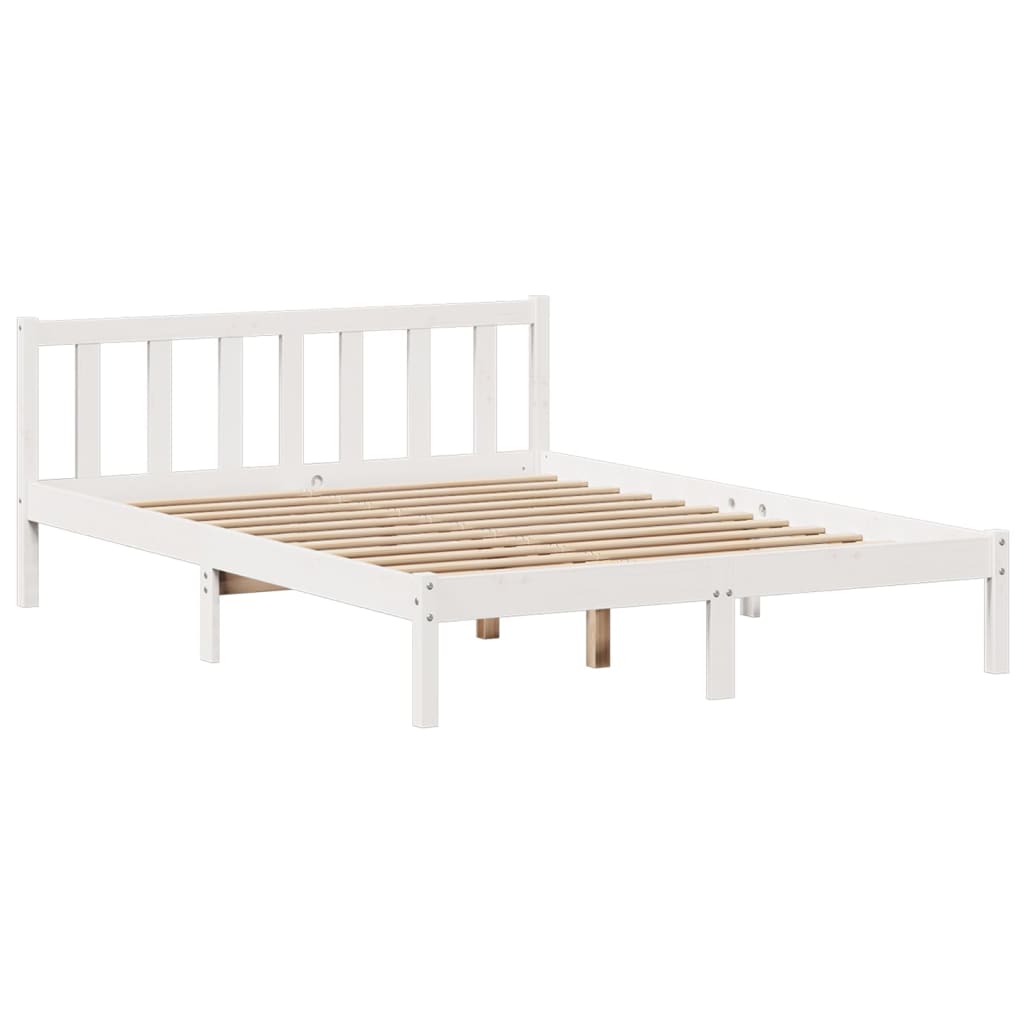 Letto Libreria senza Materasso Bianco 140x190 cm Legno di Pino - homemem39