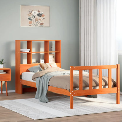 Letto Libreria senza Materasso Marrone Cera 75x190 cm in Pino - homemem39