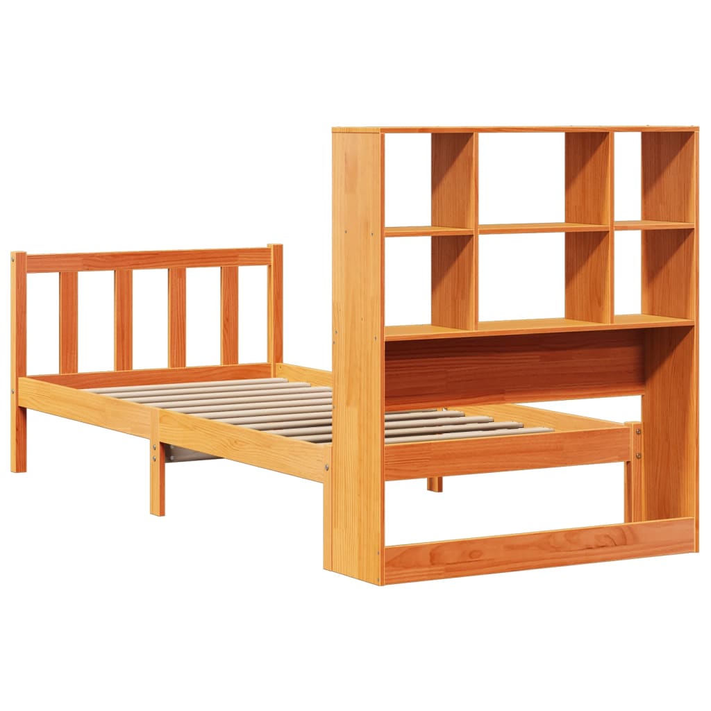 Letto Libreria senza Materasso Marrone Cera 90x190 cm in Pino - homemem39
