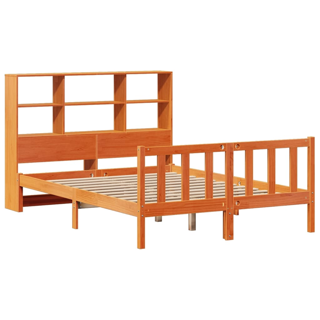 Letto Libreria senza Materasso Marrone Cera 135x190 cm in Pino - homemem39