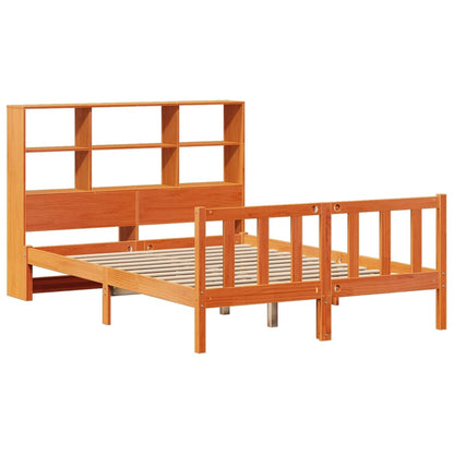 Letto Libreria senza Materasso Marrone Cera 135x190 cm in Pino - homemem39