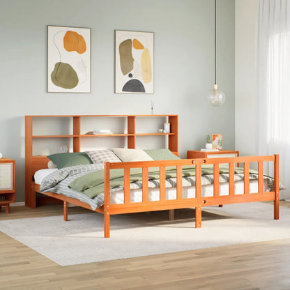 Letto Libreria senza Materasso Marrone Cera 180x200 cm in Pino - homemem39