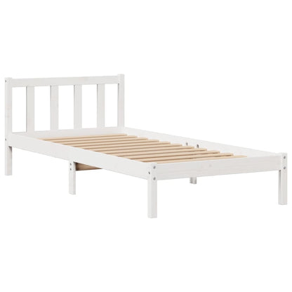 Letto Libreria senza Materasso Bianco 90x190 cm Massello Pino