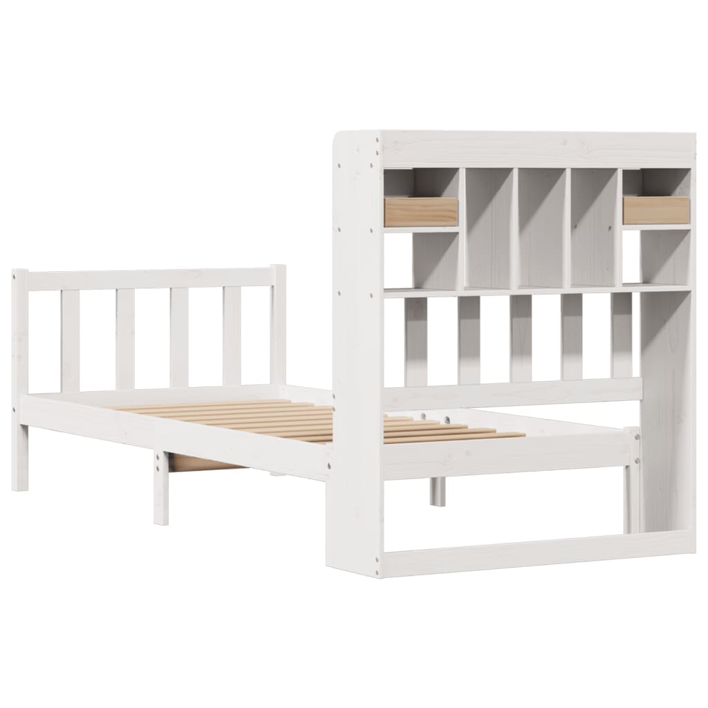 Letto Libreria senza Materasso Bianco 90x190 cm Massello Pino