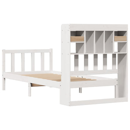 Letto Libreria senza Materasso Bianco 90x190 cm Massello Pino