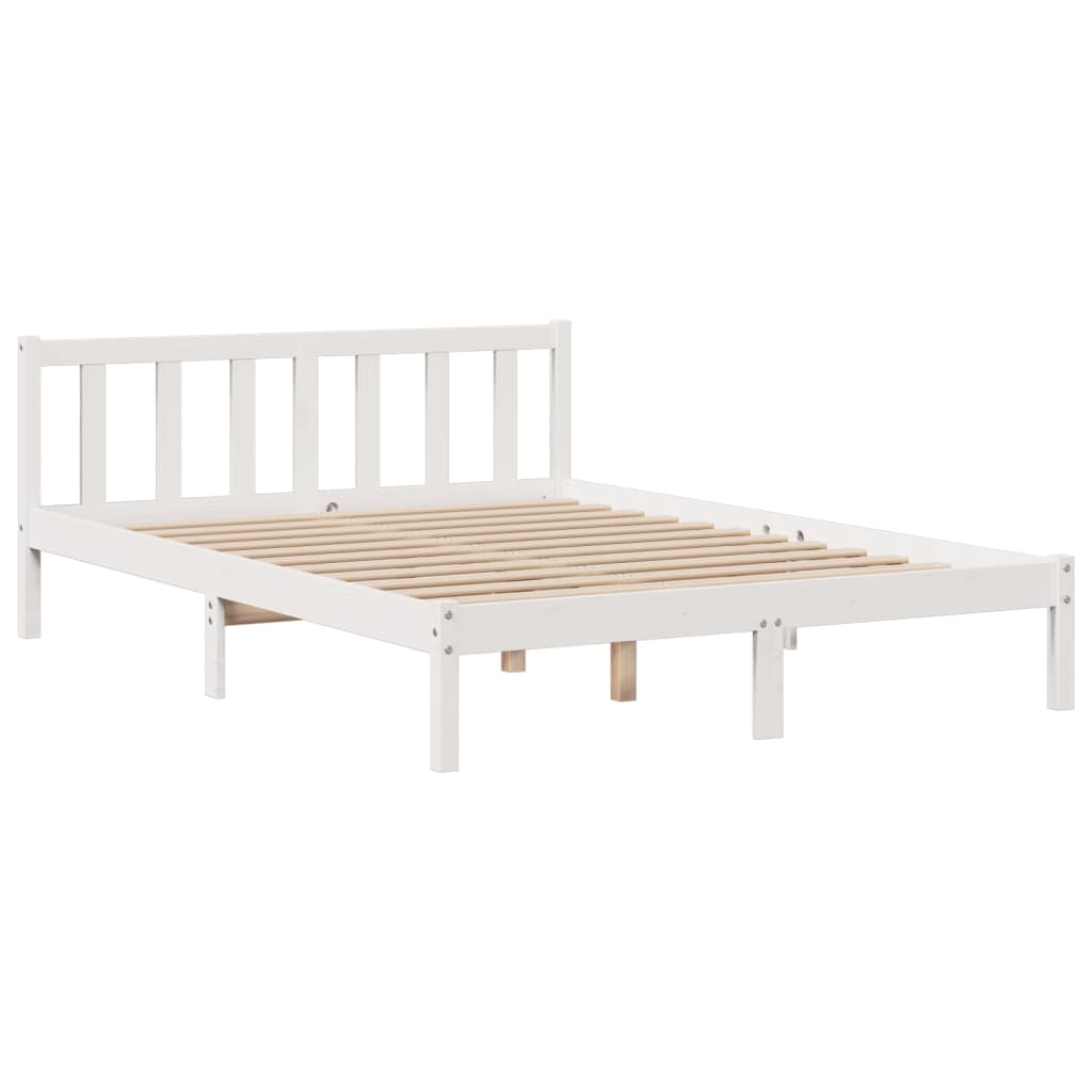 Letto Libreria senza Materasso Bianco 140x190 cm Legno di Pino - homemem39
