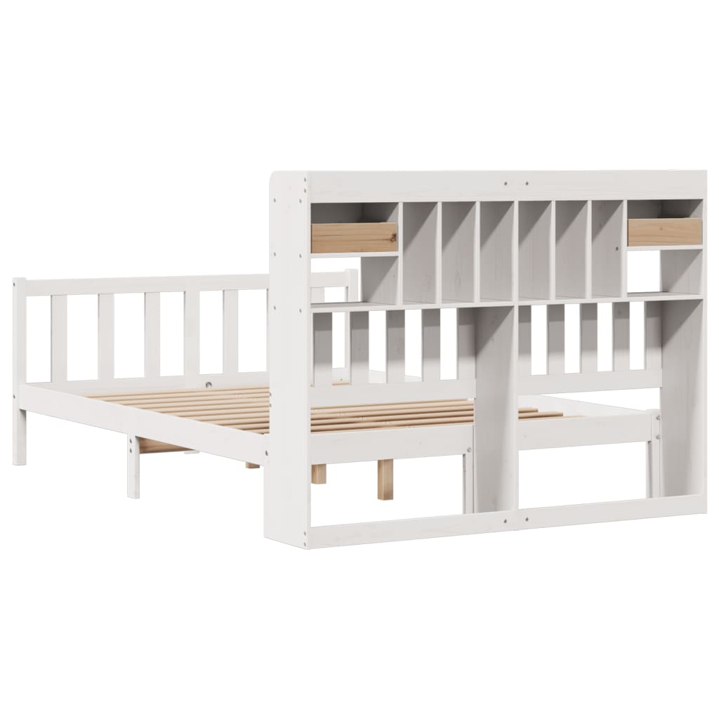 Letto Libreria senza Materasso Bianco 140x190 cm Legno di Pino - homemem39