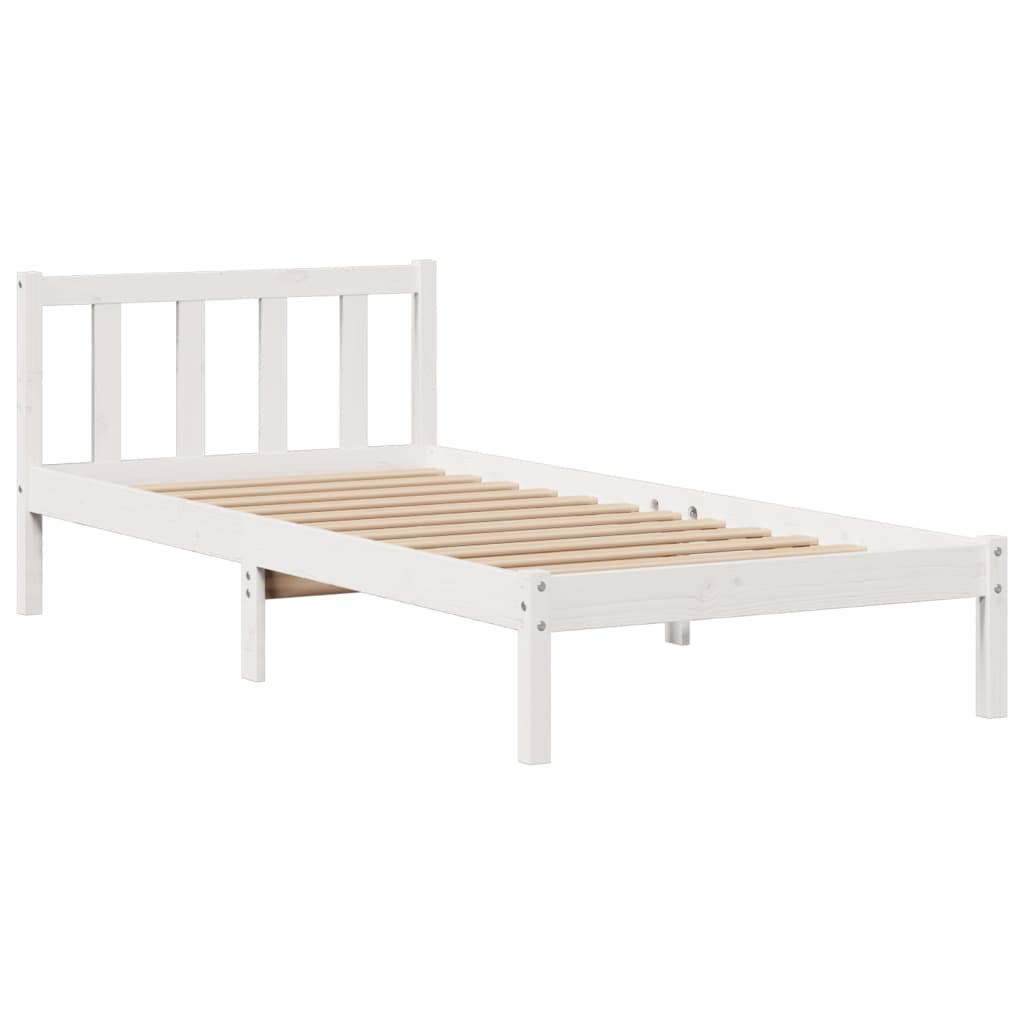 Letto Libreria senza Materasso Bianca 90x200 cm Legno di Pino - homemem39