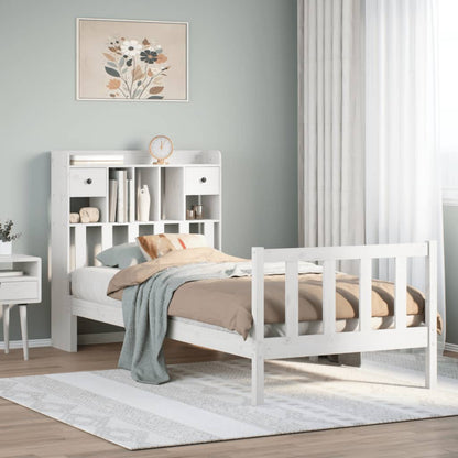 Letto Libreria senza Materasso Bianca 90x200 cm Legno di Pino - homemem39