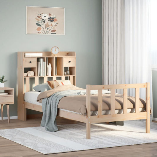 Letto Libreria senza Materasso 100x200 cm in Legno di Pino - homemem39
