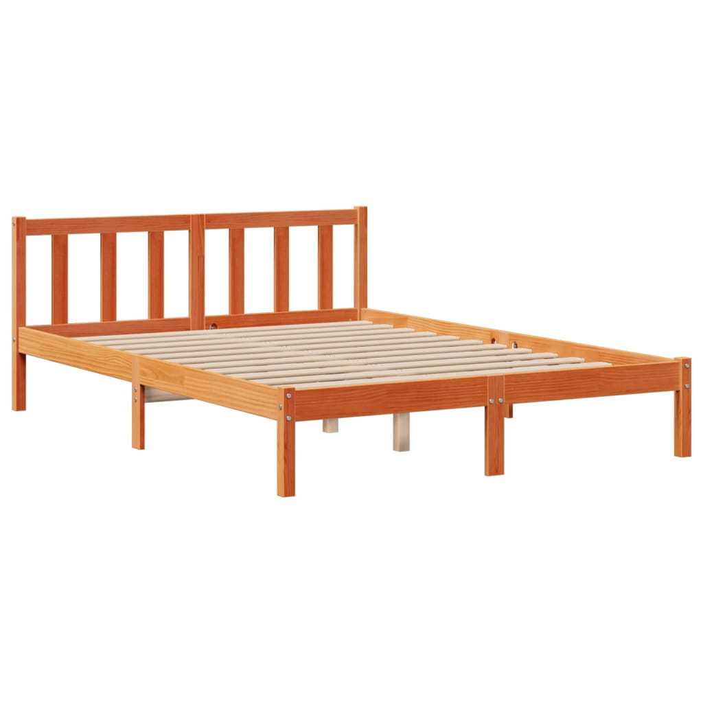 Letto Libreria senza Materasso Marrone Cera 140x190 cm in Pino - homemem39