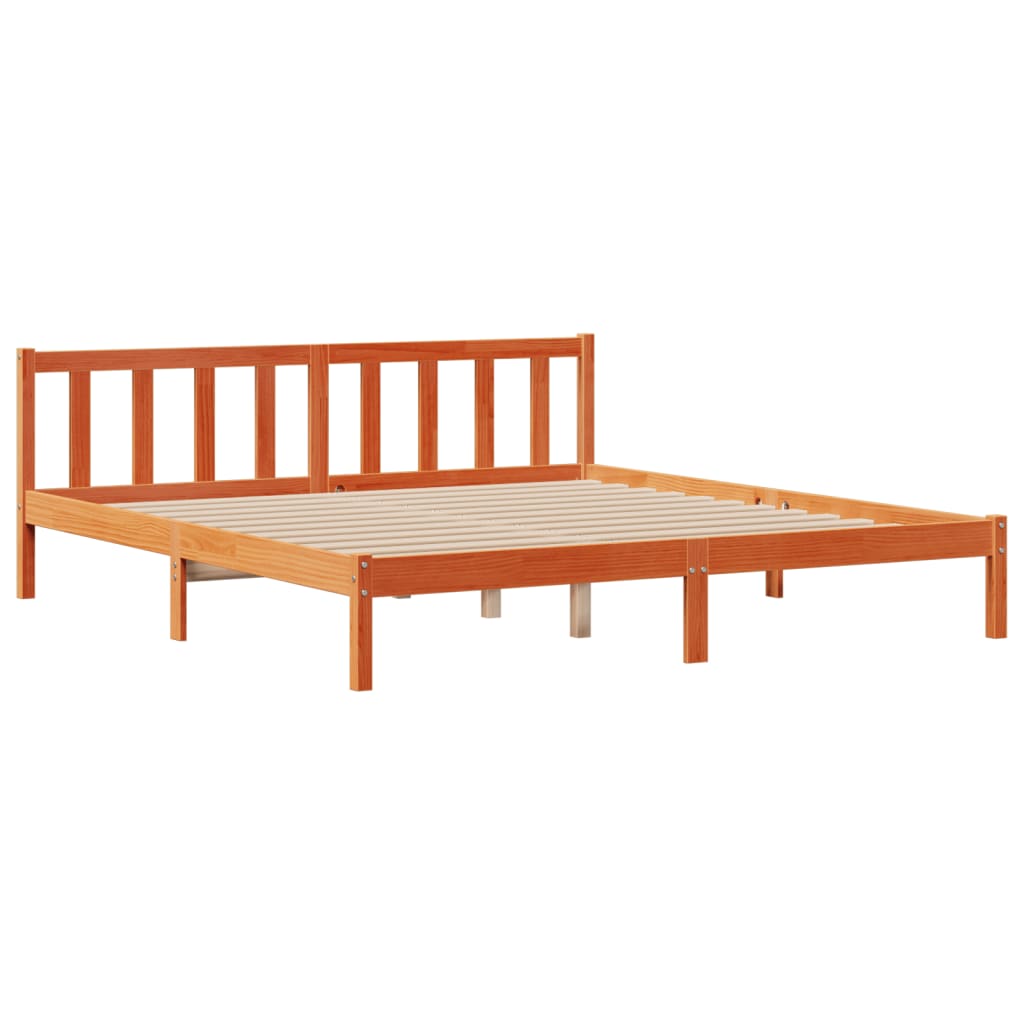 Letto Libreria senza Materasso Marrone Cera 200x200 cm in Pino - homemem39