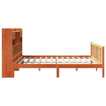 Letto Libreria senza Materasso Marrone Cera 200x200 cm in Pino - homemem39