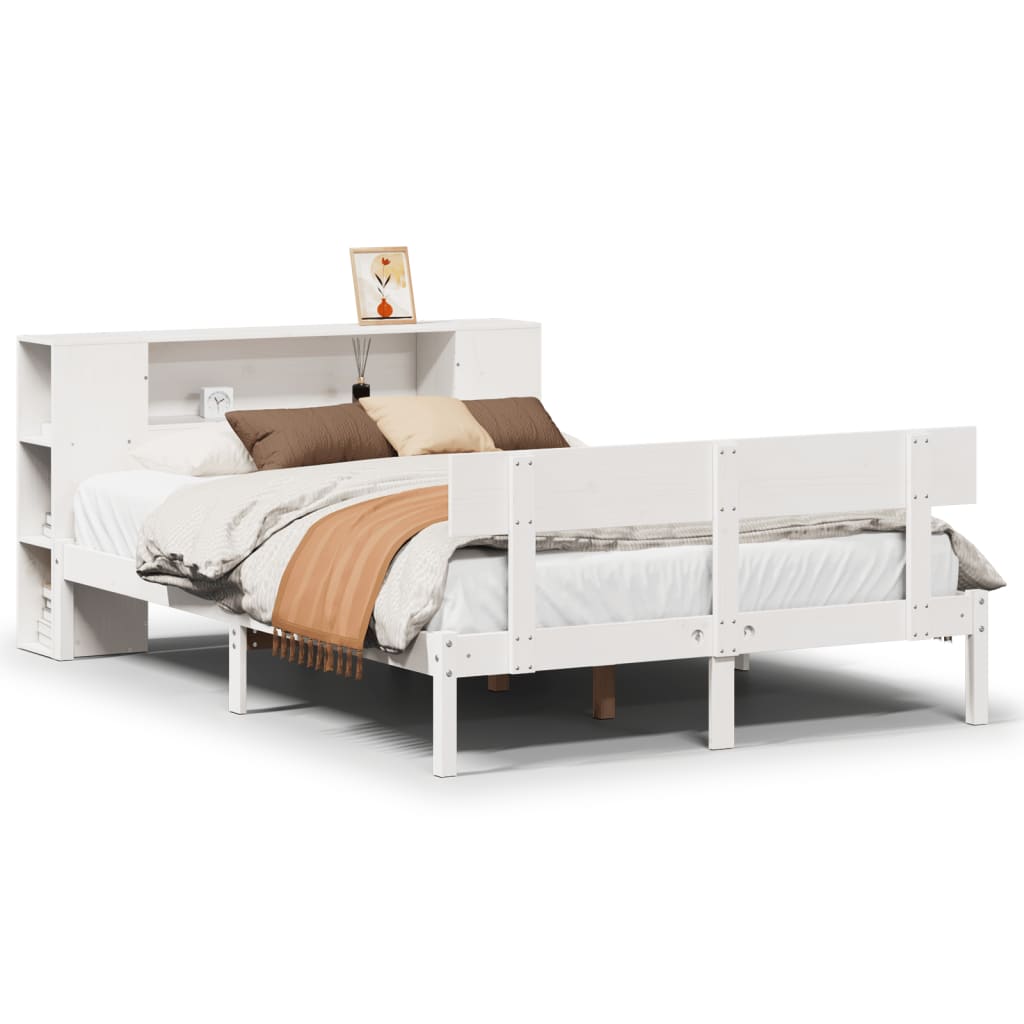 Letto Libreria senza Materasso Bianco 135x190 cm Legno di Pino - homemem39