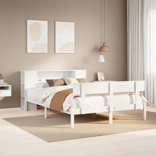 Letto Libreria senza Materasso Bianco 135x190 cm Legno di Pino - homemem39