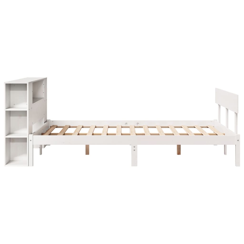 Letto Libreria senza Materasso Bianco 140x200 cm Legno di Pino - homemem39