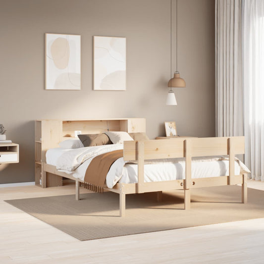 Letto Libreria senza Materasso 150x200 cm in Legno di Pino - homemem39