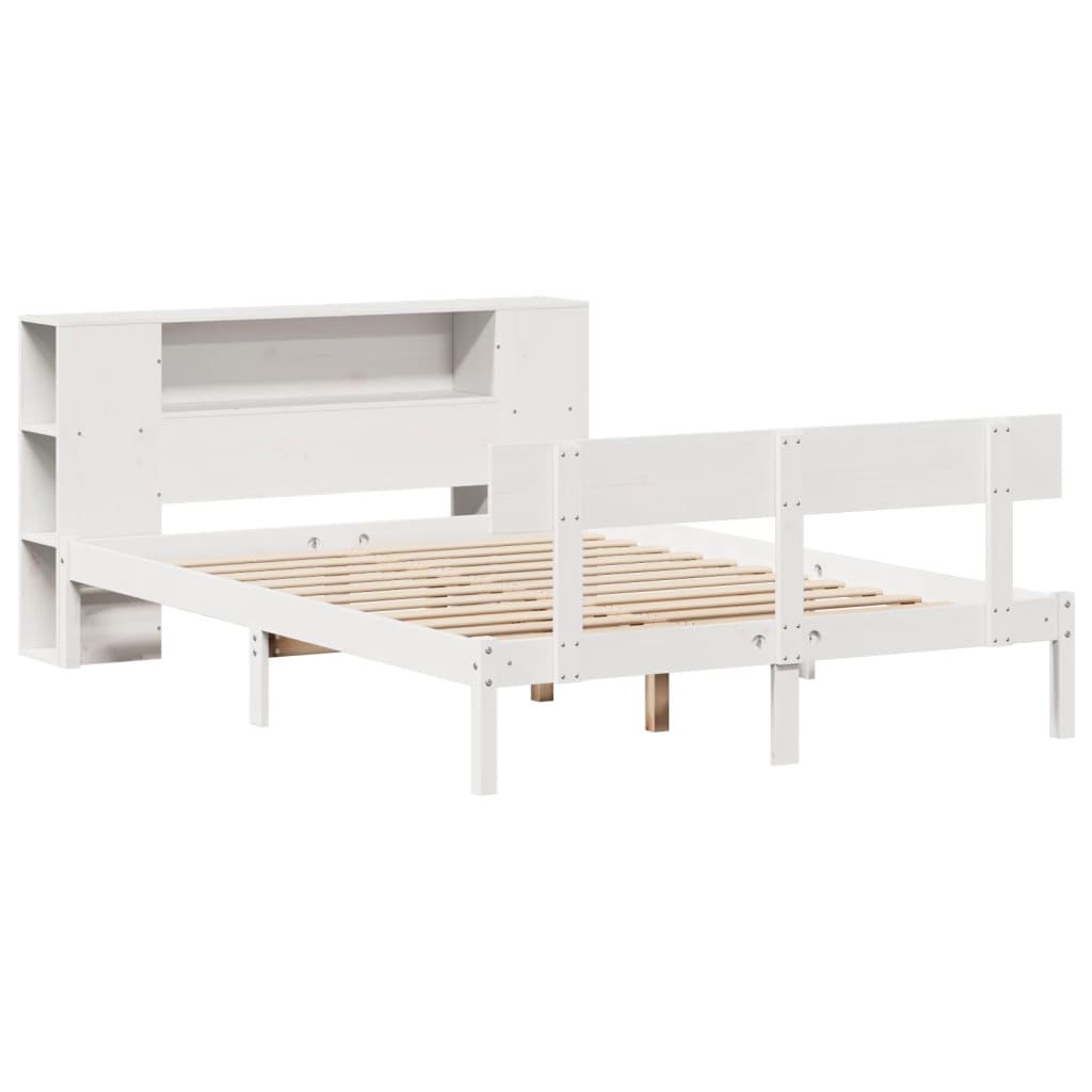 Letto Libreria senza Materasso Bianco 160x200 cm Legno di Pino - homemem39